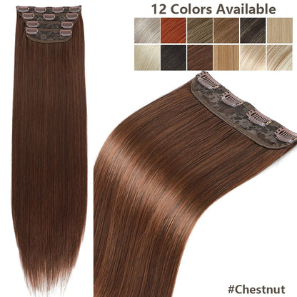 26 Inches Clips IN Straight Brown 12# Colored Ombre Blond P27/30/613 Hair Extensions 4Pcs/pack Silky Straight High Temperature