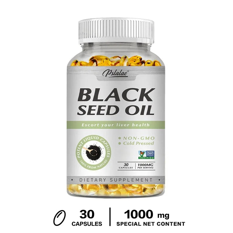 Black Seed Oil Capsules 1000mg - Aids in Digestive Health, Immune Support & Brain Function, Antioxidant
