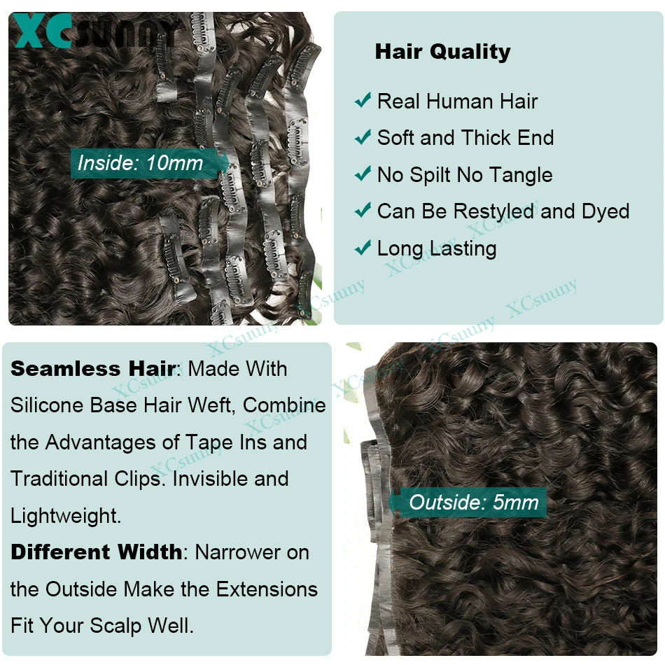 Curly PU Clip In Hair Extensions Human Hair Seamless Clip Ins Human Hair Extensions Clip In Curly Human Hair 200g/240 For Head