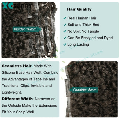 Curly PU Clip In Hair Extensions Human Hair Seamless Clip Ins Human Hair Extensions Clip In Curly Human Hair 200g/240 For Head