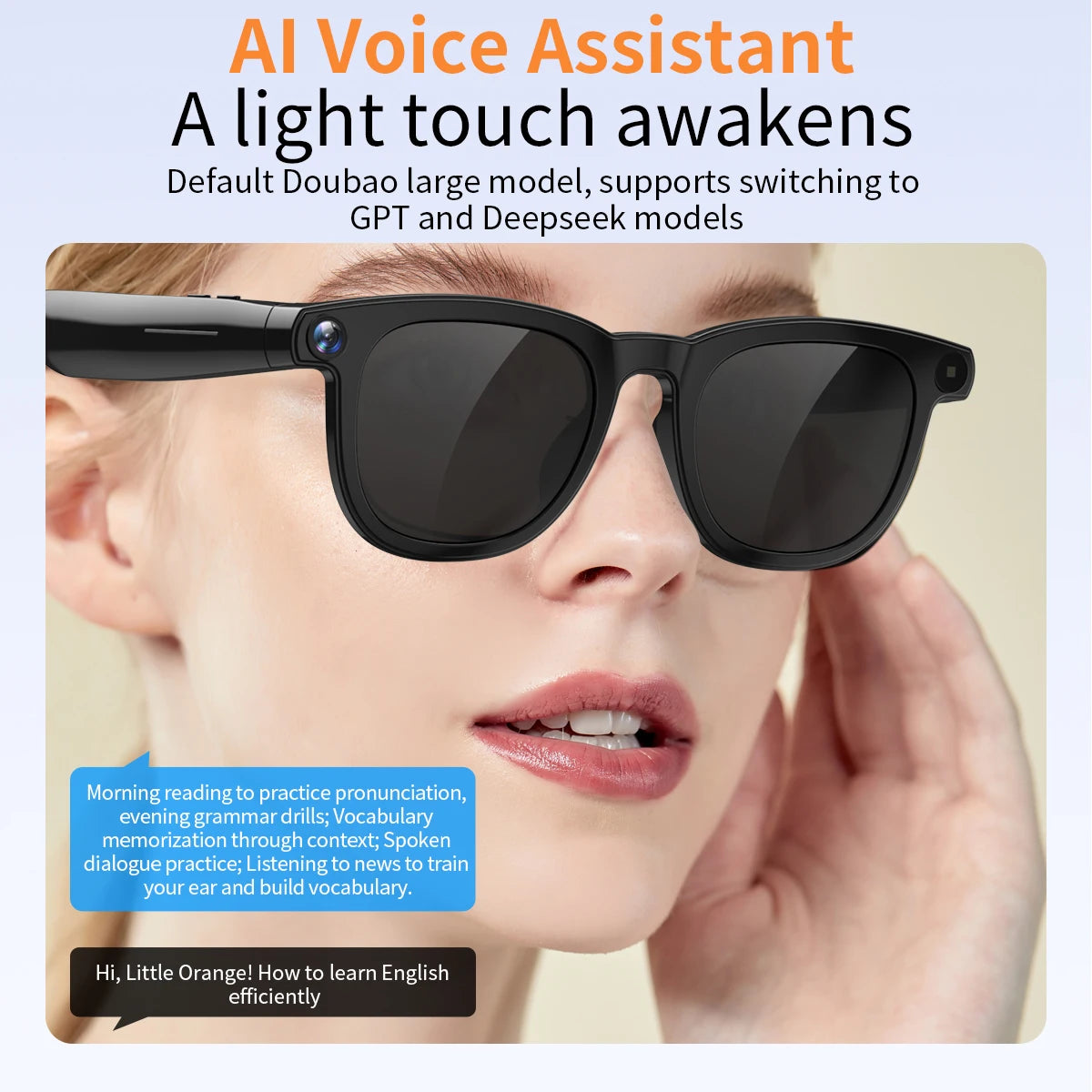 Smart Camera Glasses Prescription Lenses Translate Language Bluetooth Call AI Image Recognition Meeting Notes Smart Glasses