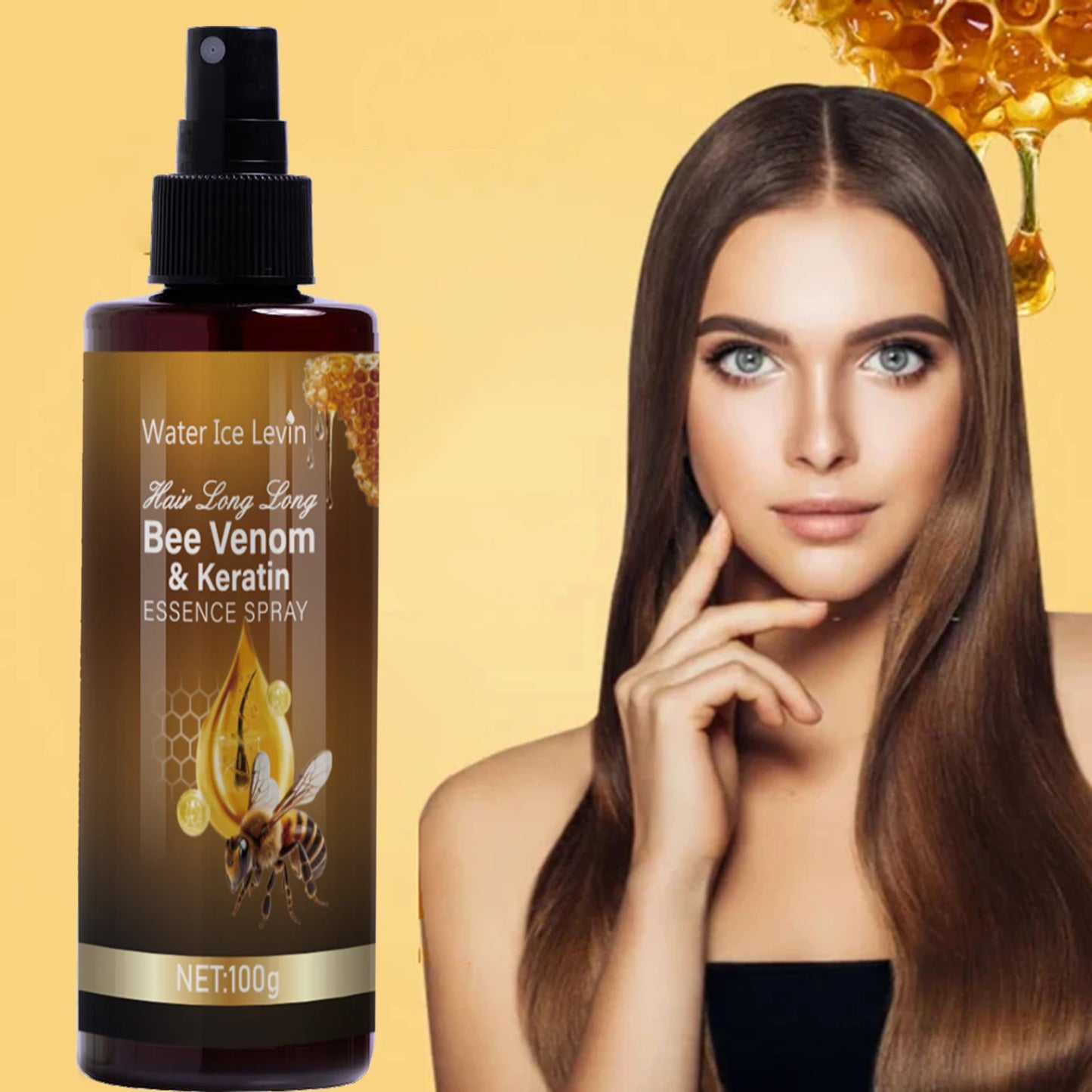 Bee Venom Leave-In Conditioner Spray, Anti-Frizz Formula, Instantly Increase Hair Volume and Texture, Suitable for All Hair Types
