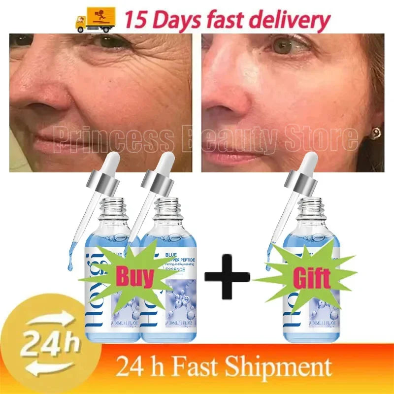 Blue Copper Peptide Wrinkle Remover Serum Instant Firming Lifting Anti-Aging Fade Fine Lines Whitening Korean Skin Care Products