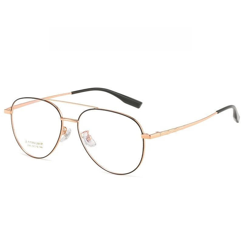 TFTB Titanium Fashion Pilot Men Glasses Ultra Light Flexible Trendy Women Eyewear Optical Prescription Eyeglasses Frame 142mm