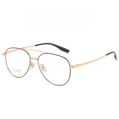 TFTB Titanium Fashion Pilot Men Glasses Ultra Light Flexible Trendy Women Eyewear Optical Prescription Eyeglasses Frame 142mm