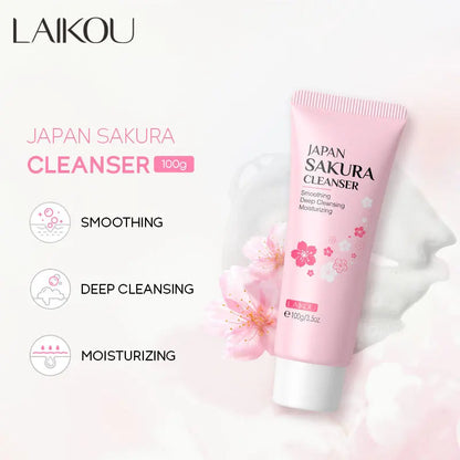 Japan Sakura Cleanser 100g Deep to Remove Dirt Oil and Make-up, with Prunus Lannesiana Flower Extract Moisturizing Heal Dry Skin