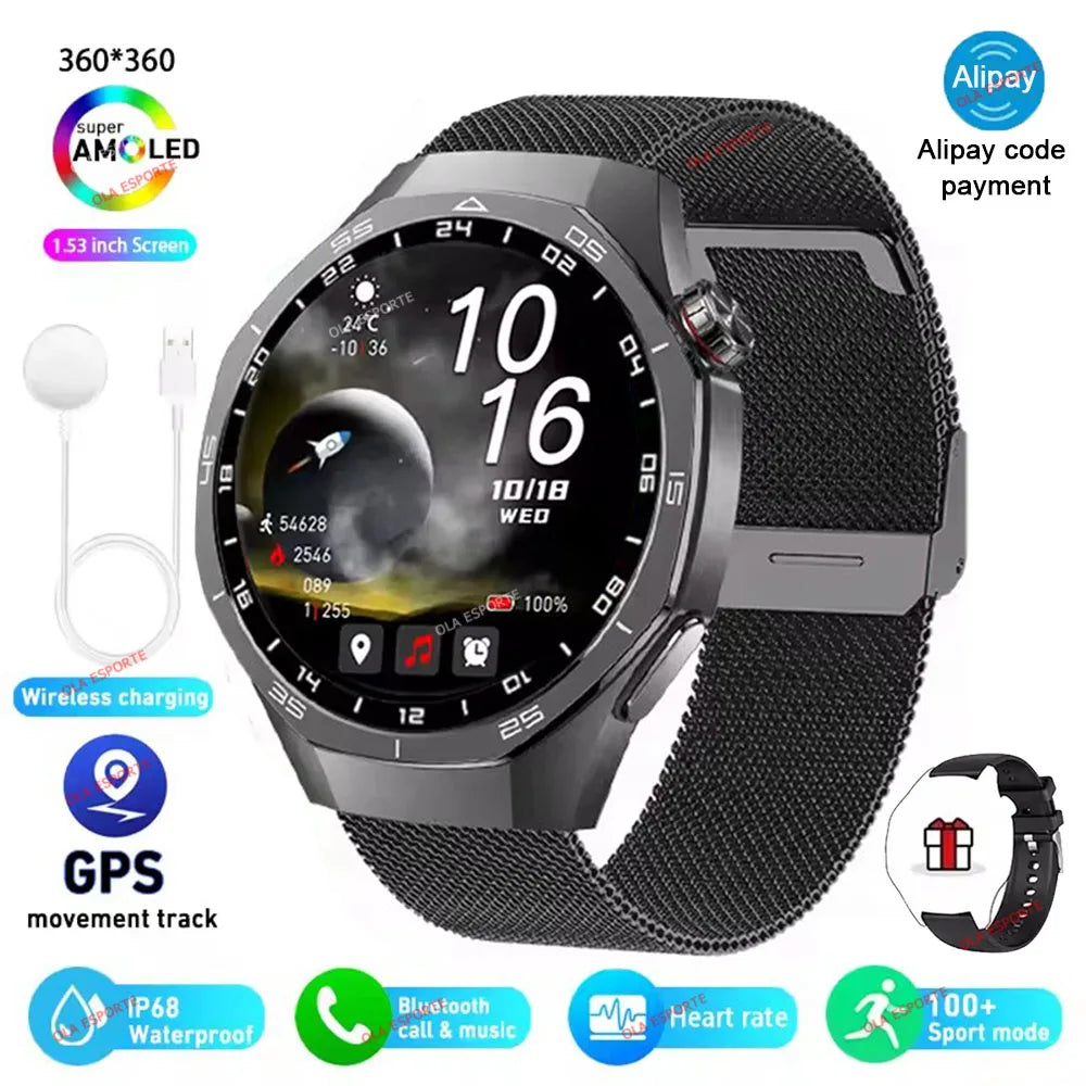 Smart Watch Men Watch 5 Pro AMOLED HD Screen Bluetooth Call GPS Trajectory NFC Heart Rate Monitor Compass SmartWatches 2025 New