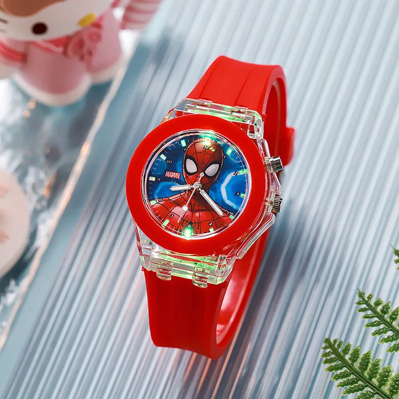 Disney Mickey Children Watches Girls Color Light Source Silicone Princess Elsa Kids Watch Boys Gift Wrist Clock