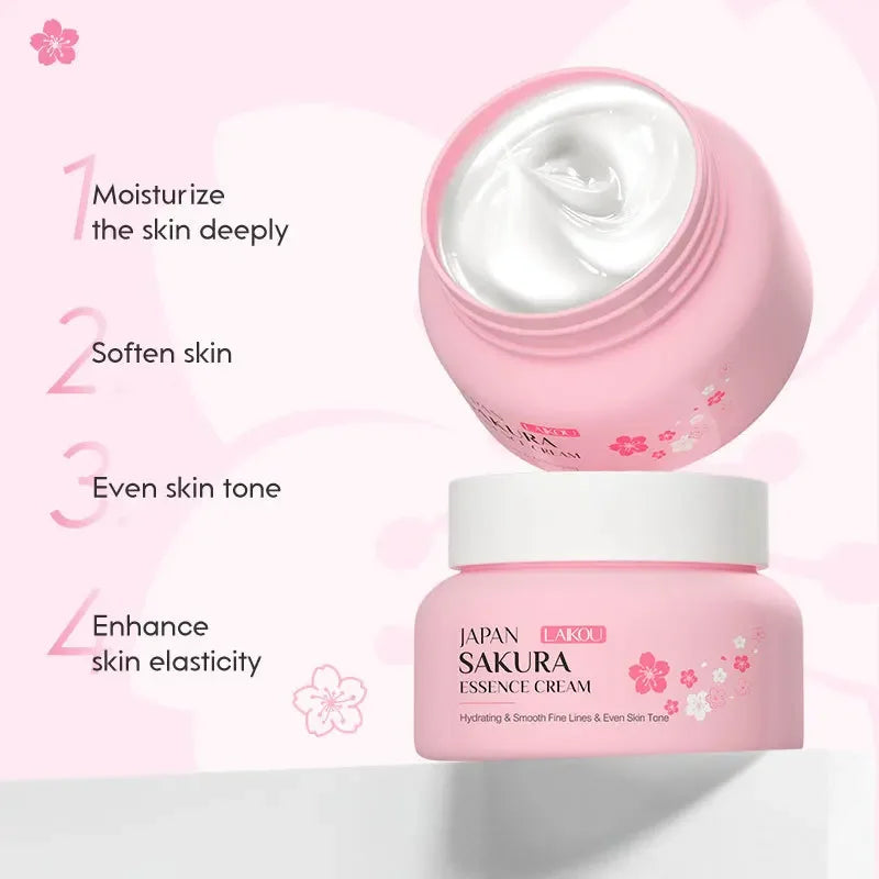 LAIKOU Japan Sakura Essence Cream Cherry Blossom Facial Cream Moisturizing Improving Dryness & Roughness Face Skin Care 60g
