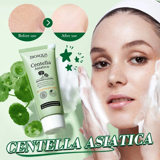 1/2pcs BIOAQUA Centella Asiatica Facial Cleanser Moisturizing Oil Control Cleansing Face Wash Foam Facial Cleanser Skin Care
