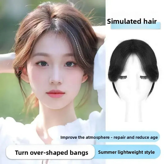Natural Female Parting Hair Frontal Piece 3D Simulation Thickened Baldness Treatment Mid Split High Forehead Hair Extension