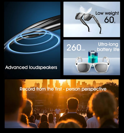 6K HD AI Smart Glasses Camera Mini Camera Bluetooth Call Voice Assistant Control Smart Sports Wearable Camera Glasses 2025 ﻿