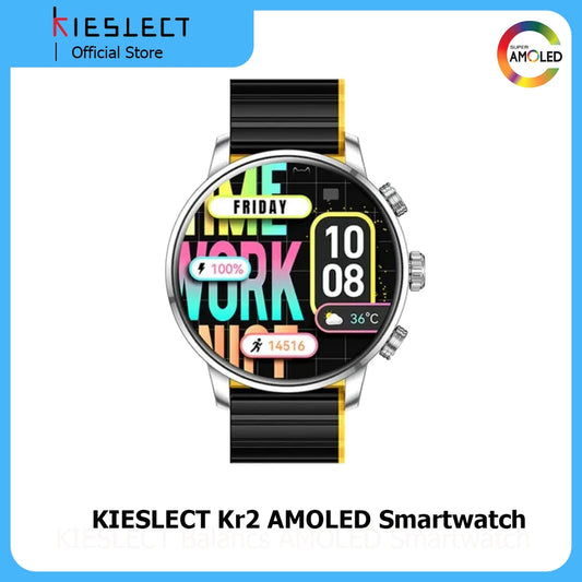 Kieslect Kr2 Smart Calling Watch 1.43" FHD AMOLED Display with AOD for Android iOS Remote Camera Control Fitness Tracker