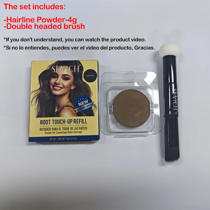 Mini Hairline Shadow Powder Waterproof Instant Hairline Powder Black Root Cover Up Hair Concealer Double Ended Makeup Brush