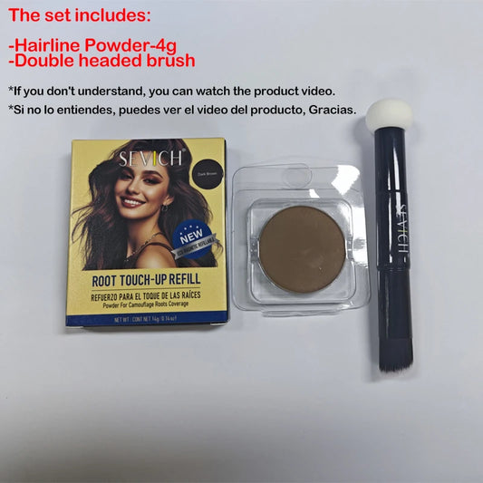 Mini Hairline Shadow Powder Waterproof Instant Hairline Powder Black Root Cover Up Hair Concealer Double Ended Makeup Brush