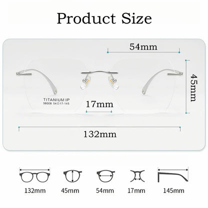 YIMARUILI Ultra-light Fashion Polygonal Luxury Myopia Eyewear Men Retro Pure Titanium Optical Prescription Rimless Glasses Women