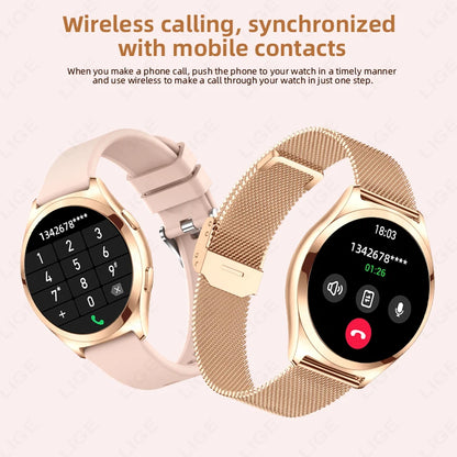 LIGE New 1.27”HD Screen Smart Watch Women IP68 Waterproof Bluetooth Call Women’s Bracelet Sport Health Monitor Ladies Smartwatch