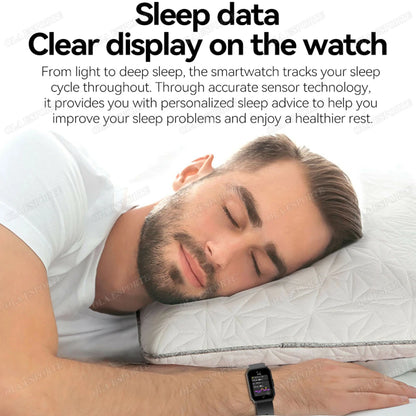 New Curved Screen Smart Watch 2025 For Health Watch Heart Rate Blood Oxygen/Pressure Sleep Monitor Sports Waterproof Smartwatch