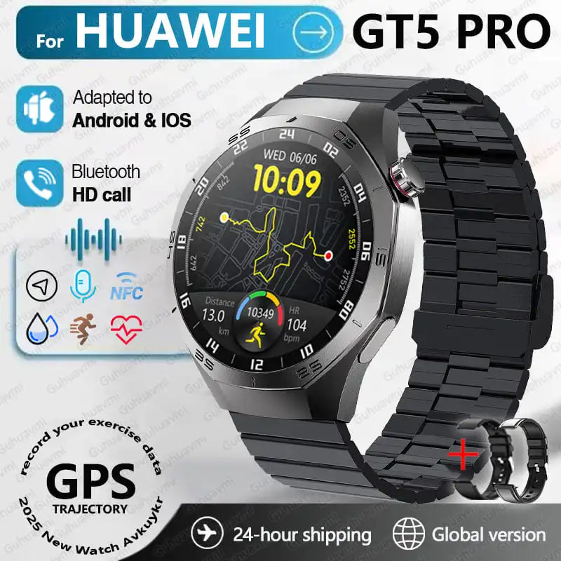 2025 For Huawei GT5 Pro Smartwatches Men HD AMOLED Screen GPS trajectory Health Monitor BT Call 1.52" Fitness Smartwatches IP68