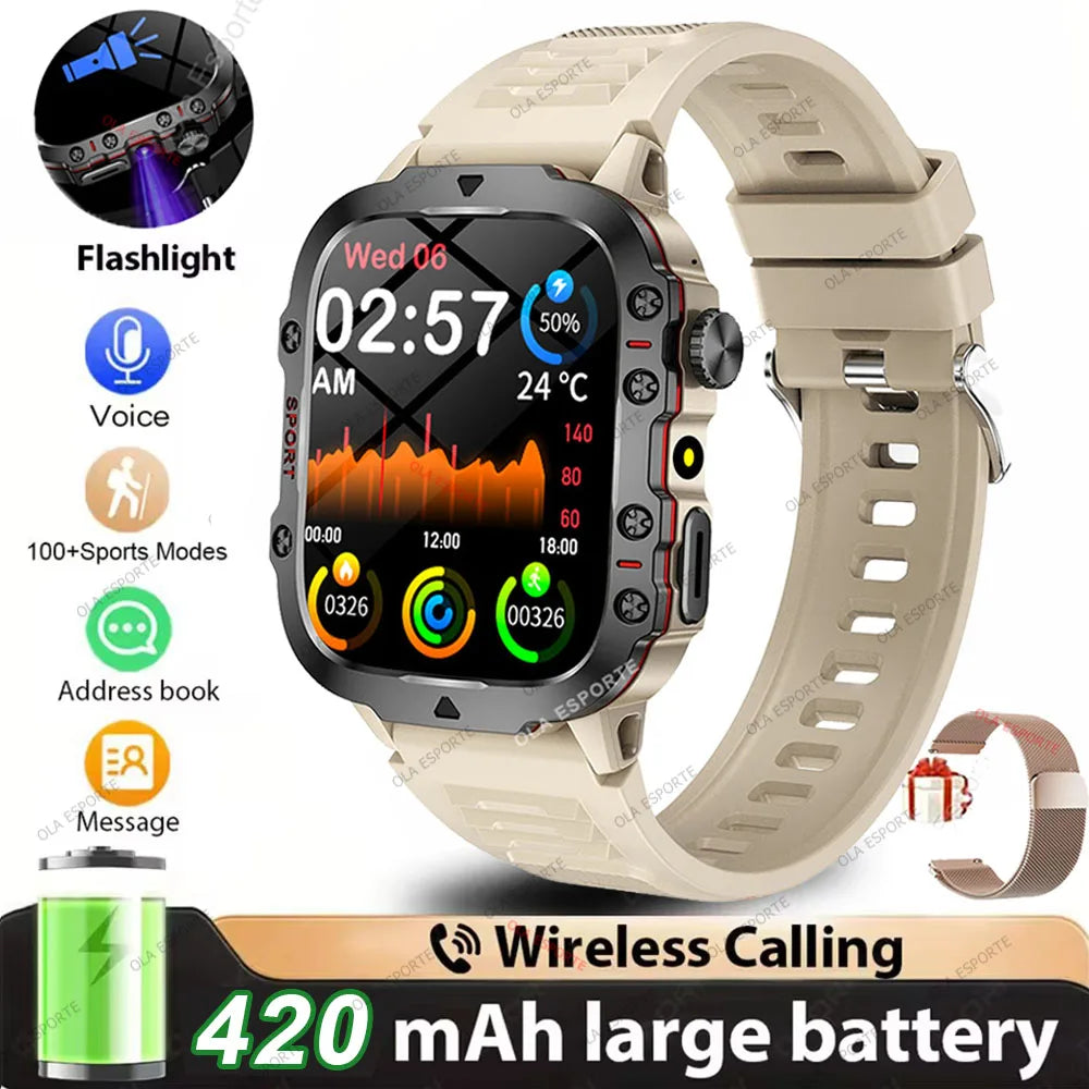 2025 New Rugged Military GPS Smart Watch Men Bluetooth Call Health Monitoring AI Voice Sport Waterproof Smartwatches For Android