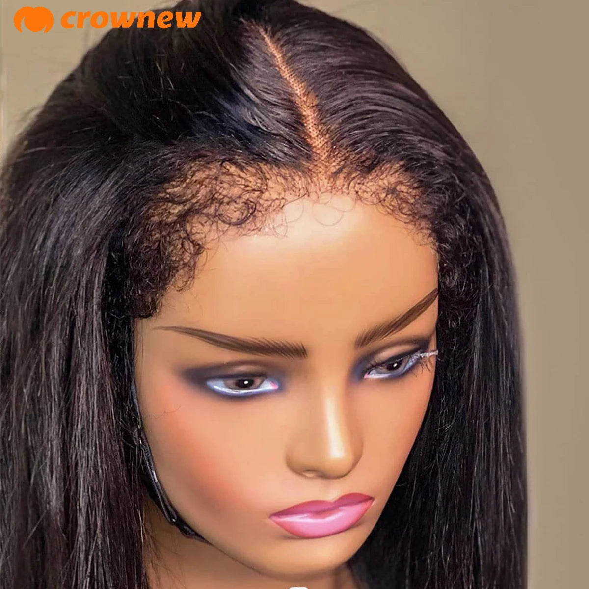 4C kinky Edges Wig Natural Hairline Straight Human Hair Wigs 13x4 HD Lace Frontal Wig Glueless Wigs Human Hair Curly Edges Hair