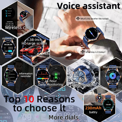 LIGE New 1.38" HD Smart Watch Men Bluetooth Call Men Women Watches Health Monitoring Sports Pedometer IP68 Waterproof Smartwatch