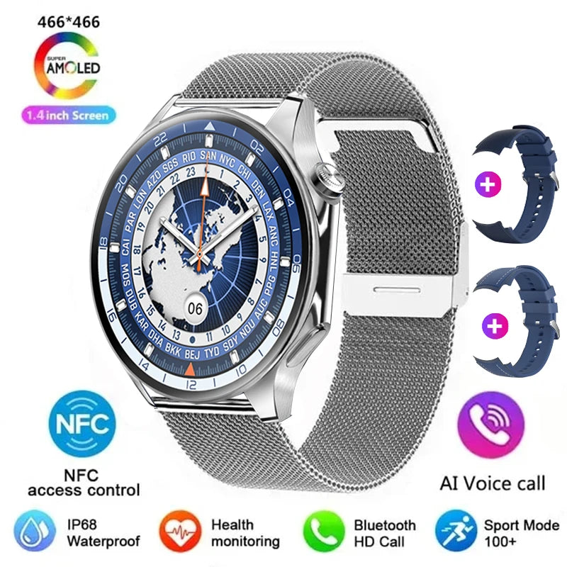 New For OPPO Smart Watch Men  GPS Trajectory Compass 466*466 AMOLED HD Screen Bluetooth Call 120+Sports Fitness Man Smartwatch