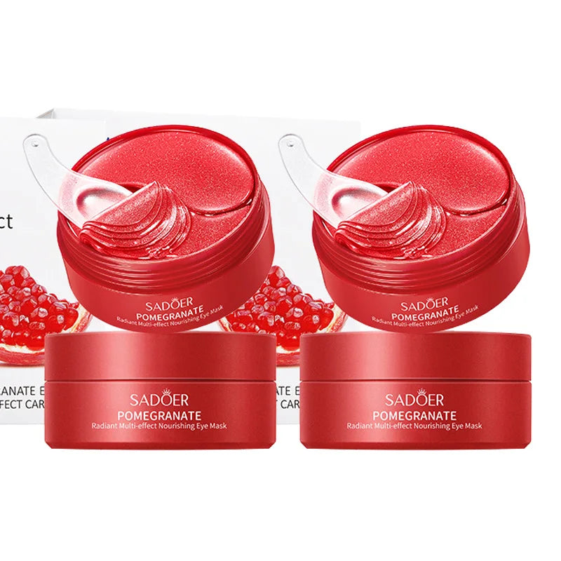 60pcs/box SADOER Red Pomegranate Aloe Vera Eye Mask Anti Dark Circles Removal Eyes Bags Moisturizing Eye Patches Eyes Skin Care