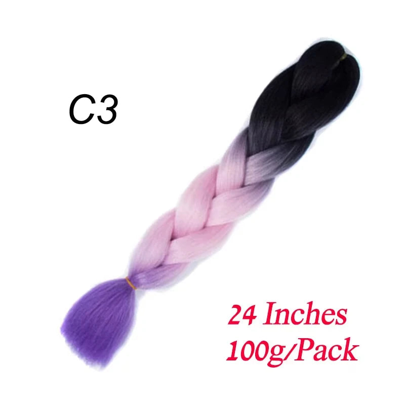 Synthetic Jumbo Braiding Hair Extension 24 " Heat Resistant Fiber In Bulk Ombre Synthetic Jumbo Braids Hair For Red Black Women