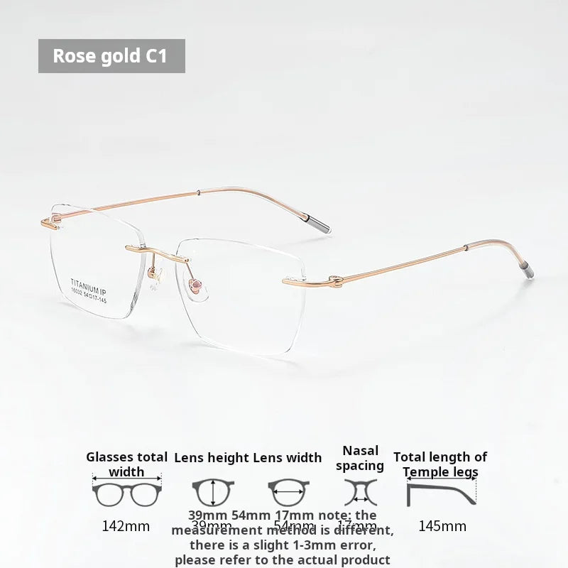 Lzabella Titanium Rectangular rimless Eyeglasses Frame Simple And Stylish Men and Women Lightweight Frameless Glasses 1603