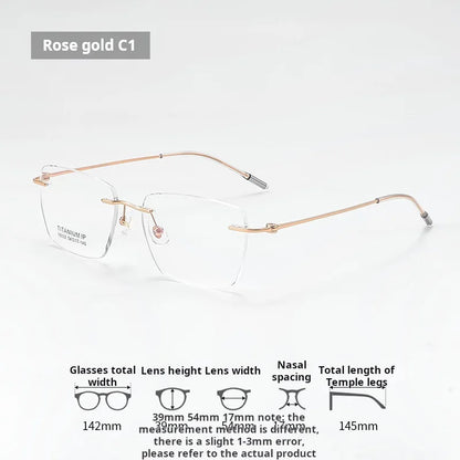 Lzabella Titanium Rectangular rimless Eyeglasses Frame Simple And Stylish Men and Women Lightweight Frameless Glasses 1603