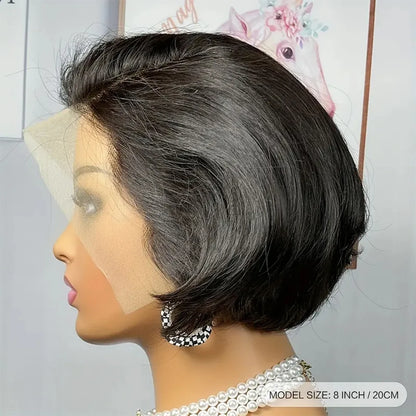 Pixie Cut Wig Lace Human Hair Wigs for Women Transparent Straight Short Bob Wig Lace Wig Pre plucked Brazilian Virgin Human Hair