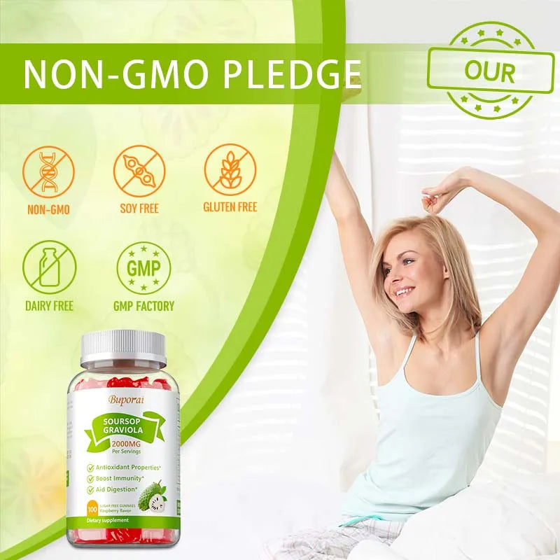 Soursop Graviola Gummies 2000Mg - Contains Vitamin C + Zinc To Aid Digestion, Cell Regeneration, Immune Support and Antioxidant