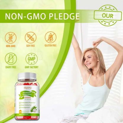 Soursop Graviola Gummies 2000Mg - Contains Vitamin C + Zinc To Aid Digestion, Cell Regeneration, Immune Support and Antioxidant