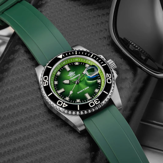 ADDIESDIVE NEW Diver Watch For Men Top Brand Waterproof Luminous Quartz Wristwatch Green/Red/Orange Dial Stainless Steel Watches