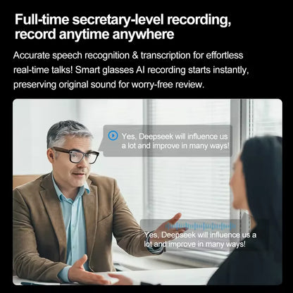 800W pixels Camera AI Smart Music Glasses HD Call Translation Headset Recording Photo Recognition Anti Blue Light UV Sunglasses