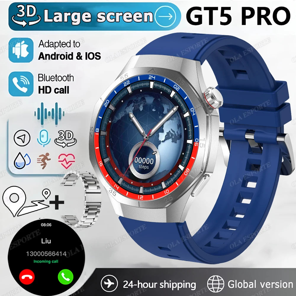 2025 WATCH 5 Smart Watch Men 1.52" HD AMOLED Screen Heart Rate Monitor Bluetooth Call GPS Sport Fitness Tracker Smartwatch Women