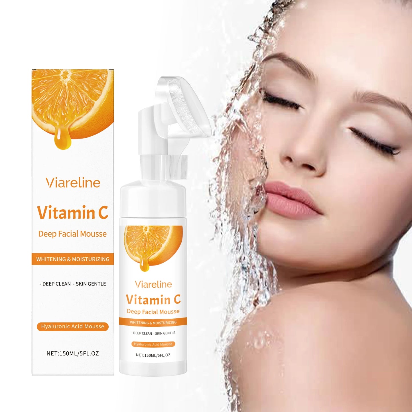 Vitamin C Facial Cleanser Deep Cleansing Oil Control Reduce Blackhead Remove Pore Clogging Moisturize Firm Face Cleansing Mousse