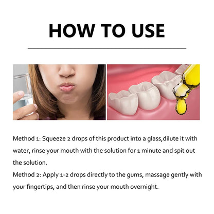 Quickly Repair Gum Serum Relieve Receding Gum Regrowth Drops Teeth Whiten Remove Yellow Plaque Stains Decay Toothache Toothpaste