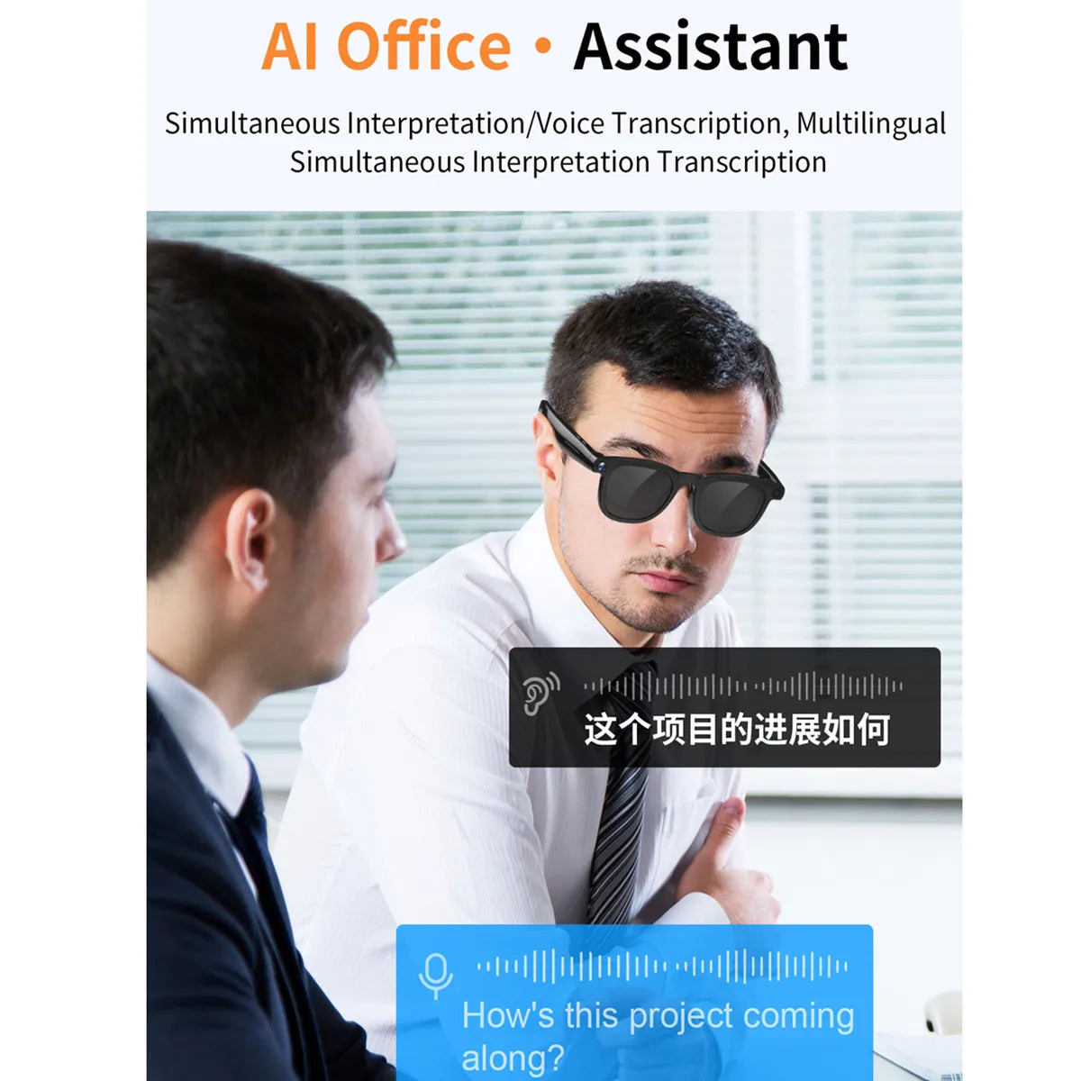 Smart Camera Glasses Prescription Lenses Translate Language Bluetooth Call AI Image Recognition Meeting Notes Smart Glasses