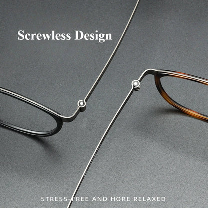 Denmark Designer Screwless Eyewear Pure Titanium Square Vintage Eyeglasses Frame Men Full Frame Prescription Eyeglasses Frames