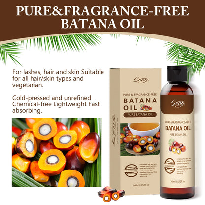 Pure Natural Batana Oil for Hair Growth, Eyelashes & Skin Care - 240ml Cold-Pressed Treatment for Dry Hair Repair