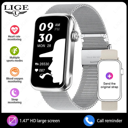 LIGE New Full Touch Screen Smart Watch Women Men Waterproof  Sports Fitness Heart Rate Monitor Ladies Smartwatch For Android ios
