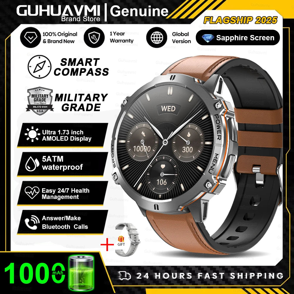 GUHUAVMI TANK X3 ULTRA 2 Smartwatch 1.73" AMOLED Screen 5ATM&IP69K Durable 1000mAh Battery GPS Sports Fitness Track Smart Watch
