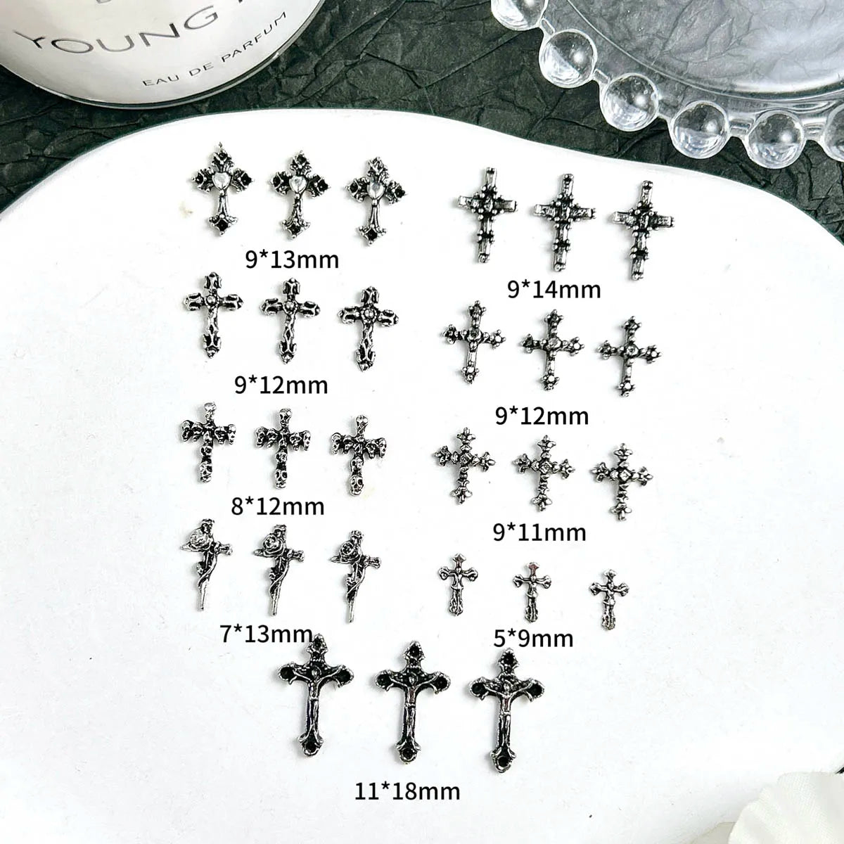 20PCS Multiple Style Classic Cross Alloy Nail Art Decorations 3D Minimalist Creative Cross Cool Style Nail Charms DIY Nail Parts