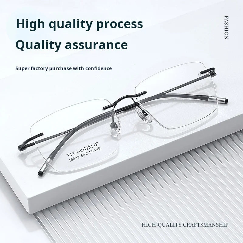 Lzabella Titanium Rectangular rimless Eyeglasses Frame Simple And Stylish Men and Women Lightweight Frameless Glasses 1603