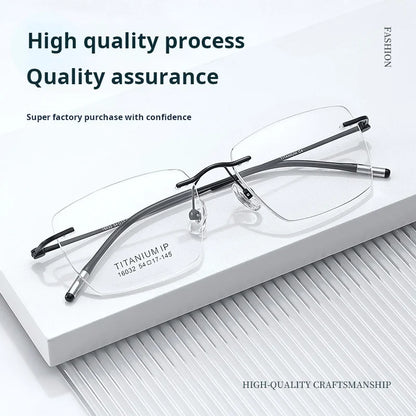 Lzabella Titanium Rectangular rimless Eyeglasses Frame Simple And Stylish Men and Women Lightweight Frameless Glasses 1603