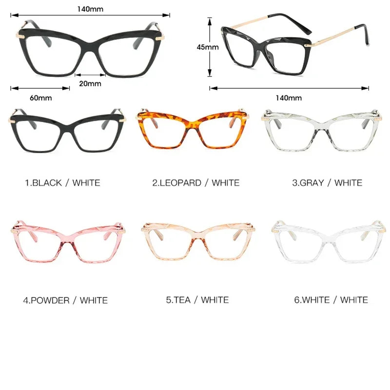 Cat Eye Glasses Frame Retro Anti Blue Women Clear Eyeglasses Women Men Alloy Resting Lense Optical Spectacle Eyeglass