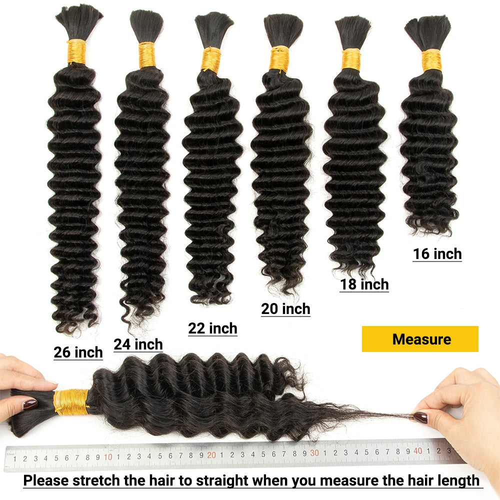 14-22'' Brown Deep Wave Human Hair Bulk For Braiding Highlights Brown No Weft Human Hair Bundles Women Boho Braids Braiding Hair