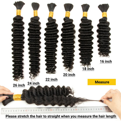 14-22'' Brown Deep Wave Human Hair Bulk For Braiding Highlights Brown No Weft Human Hair Bundles Women Boho Braids Braiding Hair